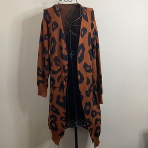 Leopard print long cardigan